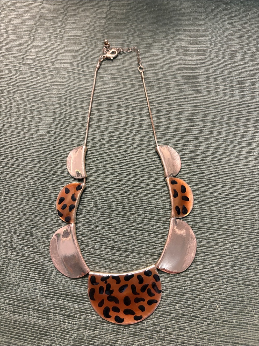 Gold-tone and Leopard Accent Necklace